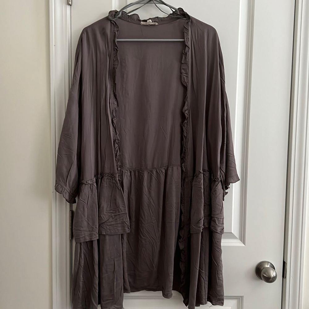 Gray Ruffle Cardigan